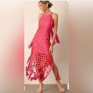 Just Me Pink and Red Maxi Dress